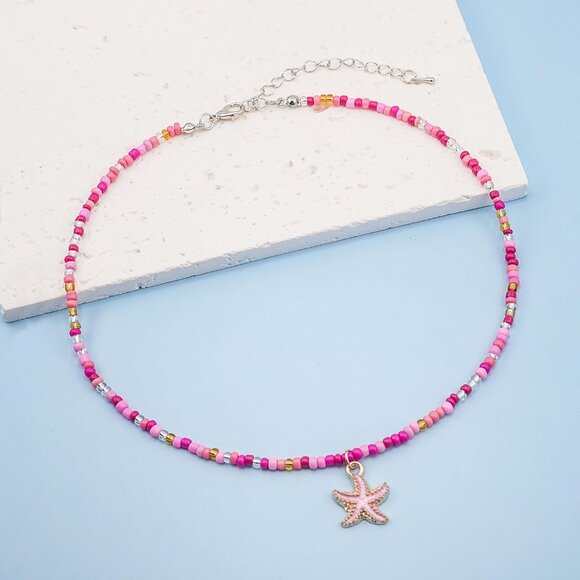 Bohemian Beaded Necklace for Women Starfish Pendant Choker Beach Jewelry - Picture 4 of 6